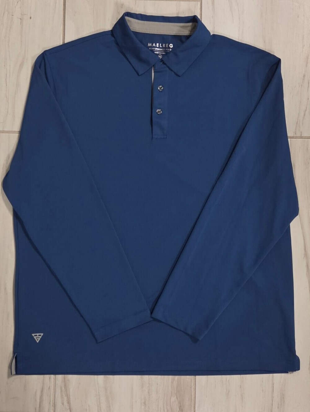 MAELREG Performance Polo Long Sleeve Shirt XL Blue